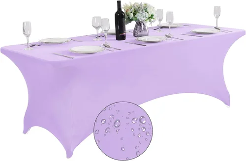 Vista 36 de SuperO - Paquete de 2 manteles de elastano impermeables para mesas de 6 pies, mantel elástico universal ajustable para fiestas, banquetes, bodas