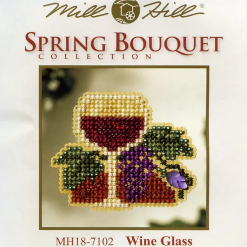 Vista 2 de Kit de adornos de punto de cruz con cuentas de copa de vino, Mill Hill 2007 Spring Bouquet MH18-7102