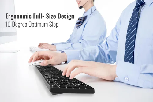 Vista 8 de UMILA - Combo de teclado y mouse inalámbricos de tamaño completo 2.4G, juego de mouse ergonómico UMILA, teclado USB inalámbrico ajustable de 3 DPI