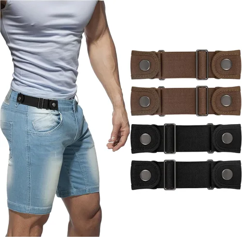 Vista 9 de BELTROAD Cinturones sin hebilla para hombres y mujeres, cinturón lateral sin hebilla, cinturón elástico ajustable invisible sin hebilla
