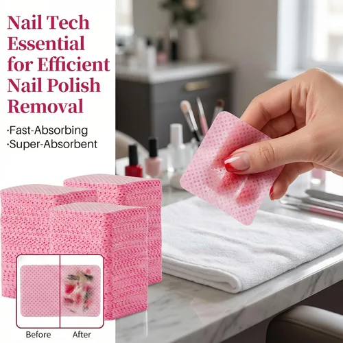 Vista 5 de MAQIHAN 600 Toallitas para Uñas Sin Pelusa - Toallitas Removedoras de Esmalte de Uñas Rosa Sin Pelusa, Almohadillas para Uñas Sin Pelusa para Uñas