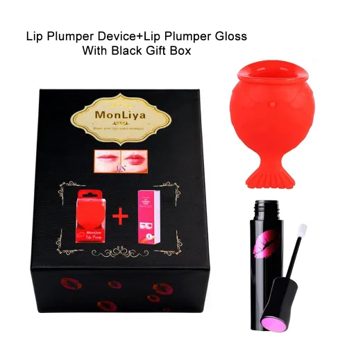 Vista 4 de Dispositivo de relleno de labios+juego de brillo para labios, kit de herramientas de relleno de labios en forma de pez, potenciador de labios