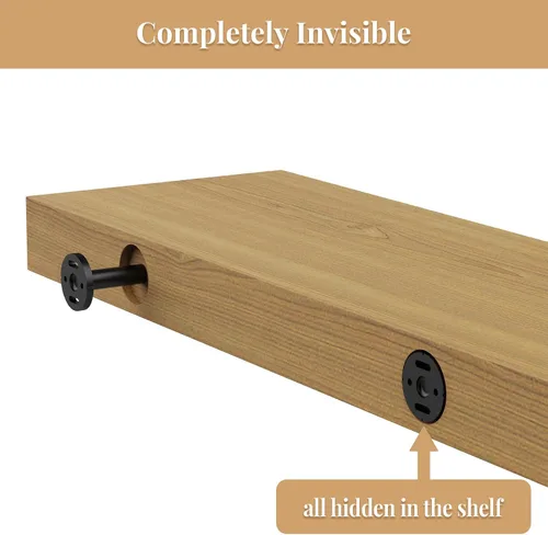 Vista 5 de 4 soportes de pared para estantes flotantes de alta resistencia, soportes invisibles negros para estantería, accesorios decorativos flotantes