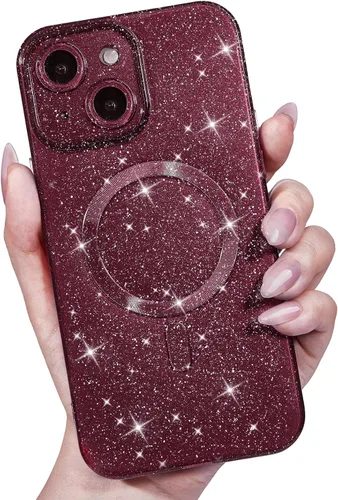 Vista 8 de LoeoeL Funda para iPhone 12 con Purpurina Compatible con Magsafe, Femenina Linda Brillante Magnética Mag Safe Bonita Funda para Teléfono