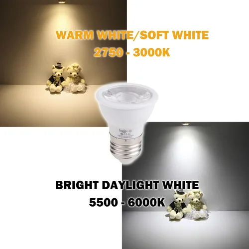 Vista 8 de tento Bombilla LED Par16 E26 Edison Base regulable 480lm 2750-3000k Blanco Cálido Paquete de 10 Piezas de Repuesto Halógeno