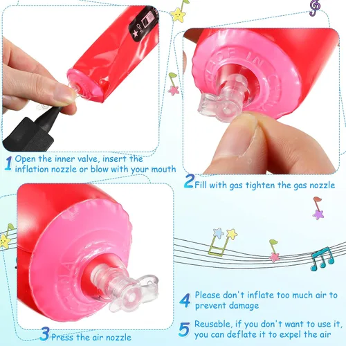 Vista 3 de 60 micrófonos inflables, micrófono inflable grande, varios colores, micrófono inflable de simulación, infla juguetes de plástico accesorios