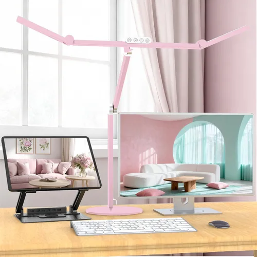 Vista 10 de Micomlan Lámpara de escritorio de arquitecto con control remoto, luz de escritorio LED ajustable para oficina en casa con base, luz de mesa de 24W
