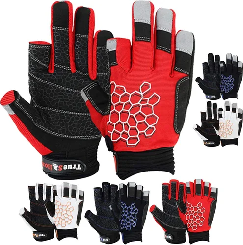 Vista 13 de MRX BOXING & FITNESS Guantes de vela pegajosos para la palma de la mano, guantes de yate, kayak, bote, pesca, 2 dedos de corte (negro, XS)