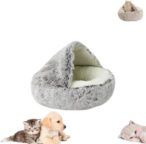 Vista 10 de Cama de Capullo Acogedora para Mascotas, Cama de Rincón Acogedora para Perros, Cama de Peluche de Invierno para Mascotas, Cama de Capullo Acogedora
