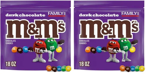 Vista 9 de M&M'S Caramelos de chocolate oscuro, chocolate a granel de tamaño familiar, bolsa oscura resellable de 18 onzas