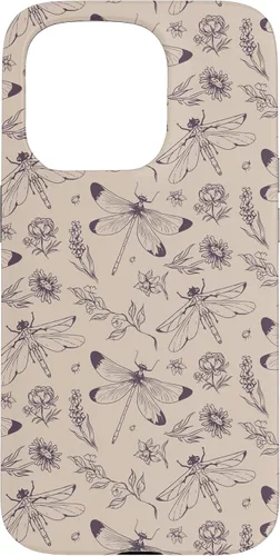 Vista 14 de Vintage Dragonfly Tan Sand Beige Wildflower Floral Flower Case for iPhone 16