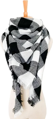 Vista 108 de Wander Agio - Bufanda envolvente con diseño a cuadros o triangular para mujer, cálida y larga, de punto, sensación de cachemira, chal
