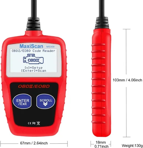 Vista 4 de Outzone OBD2 General MS309 - Lector de código de escáner de diagnóstico para automóvil, herramienta de escaneo de diagnóstico, verificar el código