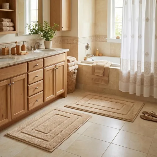 Vista 10 de GRANNY SAYS Juego de 2 alfombras de baño suaves para baño, alfombras de baño antideslizantes y lavables, alfombras de baño absorbentes para bañera