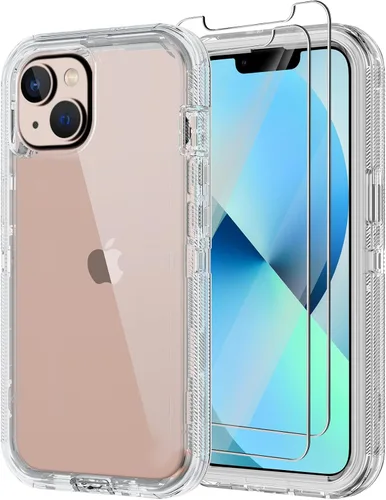 Vista 13 de Funda para iPhone 13 Mini con 2 protectores de pantalla, protección contra caídas a prueba de golpes, cuerpo completo, resistente, 3 capas, militar
