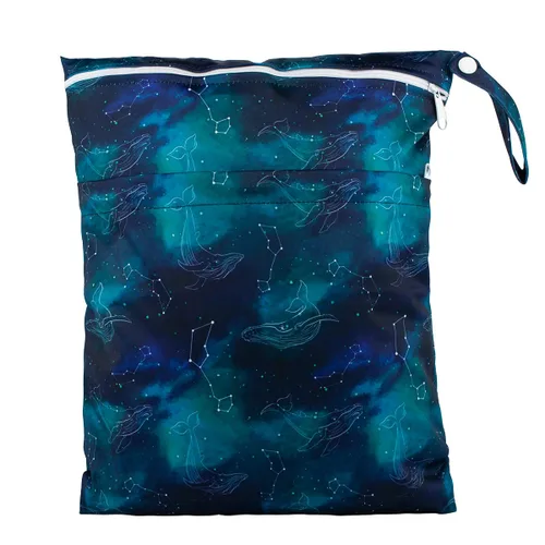 Vista 22 de Wet Bag - Bolsa de pañales de tela para bebé, reutilizable, lavable, con dos bolsillos con cremallera (mapache animal)