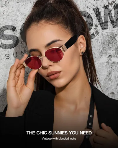 Vista 7 de Lentes de sol ovalados retro para mujer, diseño vintage de los años 90, lentes de sol modernos
