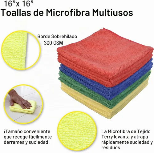 Vista 4 de CleanAide Toallas de microfibra ultra absorbentes de 300 GSM para detalles automáticos, limpieza del hogar y comercial, sin rayas, sin pelusas