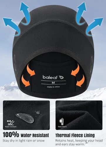 Vista 4 de BALEAF Sombreros de invierno con diseño de calavera para hombres y mujeres, calentadores de oídos, para clima frío, forro de casco para ciclismo