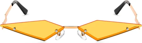Vista 2 de FEISEDY Gafas de sol vintage de los 90 rombos de moda Lozenge Steampunk Y2K Party Halloween Polygon Glasses B2952