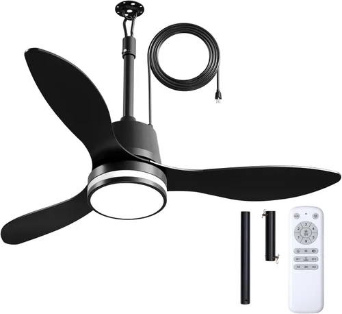 Vista 10 de Amico Ventiladores de techo para exteriores de 36 pulgadas con luces para patios, ventilador de glorieta impermeable IP65, control remoto, 3CCT, 6