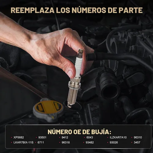 Vista 3 de Bujía Iridium Platinum XP5682 4 Pack para Honda Civic