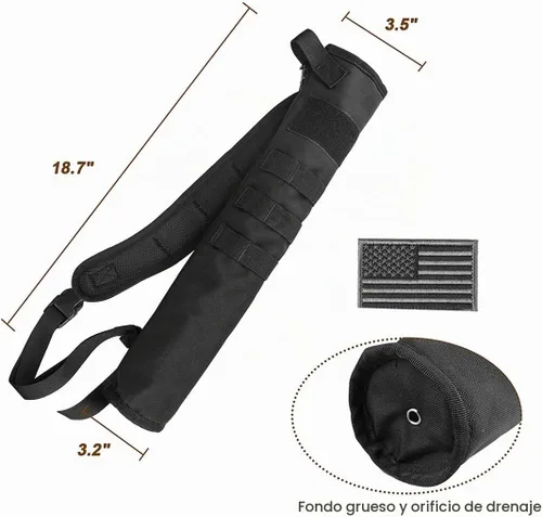 Vista 4 de Carcaj de flechas de tiro con arco ligero para la espalda de doble uso plegable compacto con sistema Molle colgado para tiro al blanco Negro
