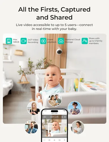 Vista 7 de Dr.Care VistaView Lite RB Smart WiFi Monitor de bebé con cámara, 4" 720P