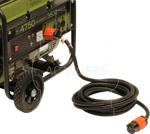 Vista 5 de AC WORKS Cable de extensión de goma para generador 10/4 NEMA L14-30 30Amp 125/250Volt (50FT)