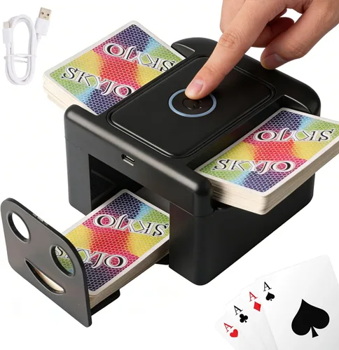 Vista 8 de Barajador de tarjetas automático recargable para bicicleta Skip-Bo Skyjo de Blanco