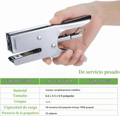 Vista 3 de Suministros para mamá de regreso a casa, grapadora con 1000 grapas y plateado