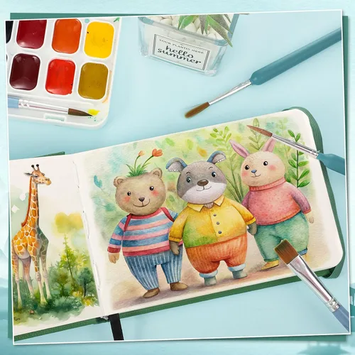 Vista 5 de 40 hojas de cuaderno de acuarela 4x6 pulgadas, papel de acuarela de 140 lb/300 GSM para bocetos de acuarela, papel de acuarela prensado en frío