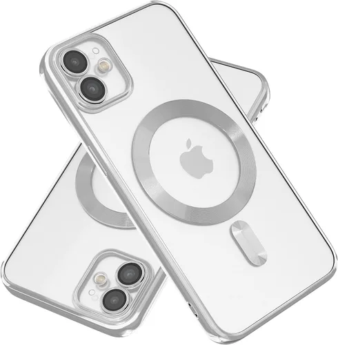 Vista 9 de Funda magnética para iPhone 8, borde galvanizado, parte trasera transparente, funda protectora delgada con protección de cámara, compatible
