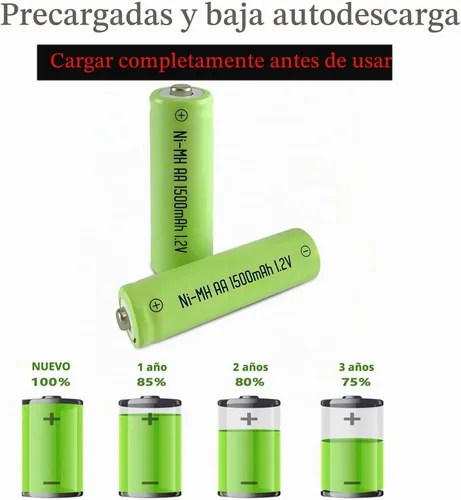 Vista 2 de 12 paquetes de baterías solares recargables de 1.2 V AA 1500 mAh de larga duración