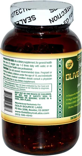 Vista 2 de Cápsulas de extracto de hoja de olivo orgánico – Hoja de olivo orgánica pura más extracto de oleuropeína estandarizado, 90 cápsulas vegetarianas