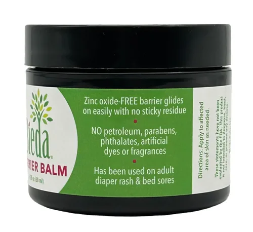 Vista 4 de Crema calmante para pañales para adultos con ingredientes naturales. La barrera sin óxido de zinc se desliza fácilmente sin residuos pegajosos.