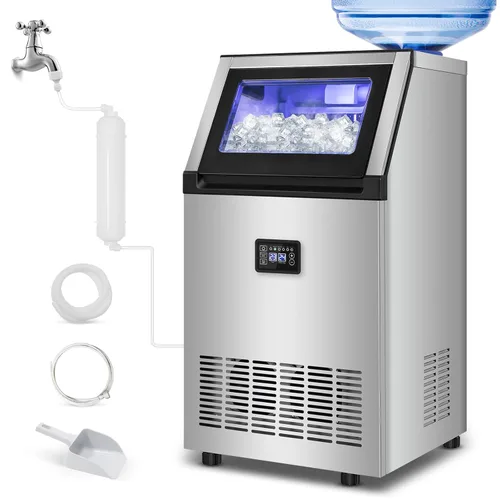 Vista 17 de Máquina de hielo Nugget para encimera 40 libras/día, contenedor de hielo de 10 libras, máquina de hielo de pellets suaves masticables de acero