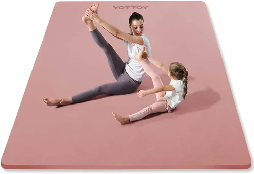 Vista 9 de YOTTOY Tapete de yoga grande (75 x 52 x 1/2 pulgadas), tapete de ejercicio TPE extra ancho, tapete de entrenamiento antideslizante para pilates