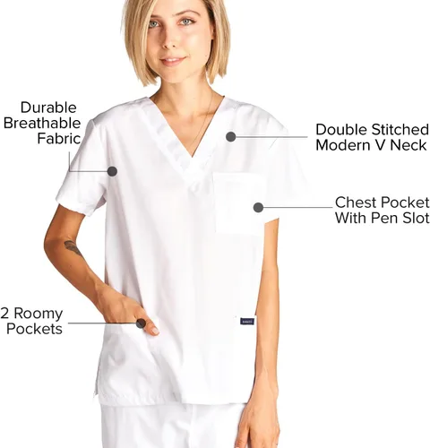 Vista 5 de Dagacci - Ropa quirúrgica para mujer y hombre, conjunto de blusa y pantalón de ropa quirúrgica