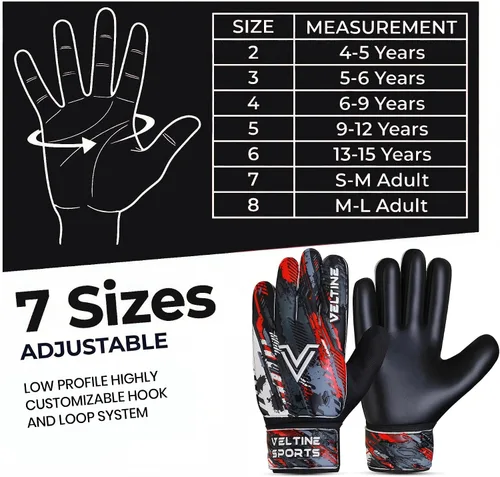 Vista 7 de Guantes de portero de fútbol para niños, jóvenes y adultos, guantes de portero de fútbol con protección doble en la muñeca y palmas de látex