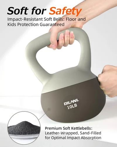 Vista 2 de Soft Kettlebell, Safe Strength Training Kettle bell, Cushioned Impact-Resistant Base and Anti-Slip Grip Weight, Kettlebells Set for Home Workouts