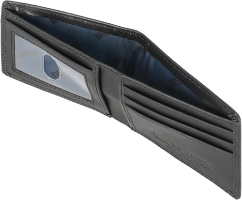 Vista 4 de Harley-Davidson Cartera de cuero genuino con bloqueo RFID para hombre Negro (Indo Billfold)