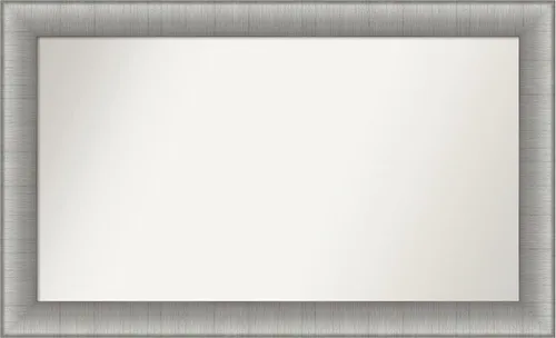 Vista 491 de Amanti Art Espejo de baño plateado para sobre el fregadero, 28 x 37 pulgadas, elegante espejo rectangular de peltre cepillado, marco de madera