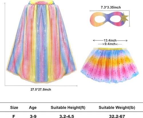Vista 8 de iROLEWIN Kids Superhero-Capes-Costumes for Girls Princess Dress-Up Fairy Cape Mask Tutu as Christmas Birthday Gifts Toys