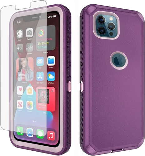 Vista 8 de Asuwish Funda de teléfono para iPhone 12 Pro Max 6.7 con protector de pantalla de vidrio templado y cubierta de celda, híbrida a prueba de golpes