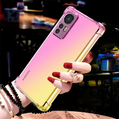 Vista 5 de Para Mi 12 Lite 5G Case, Clear Cute Gradient Phone Case Slim Anti Scratch Flexible TPU Cover Funda Protectora a Prueba de Golpes para Xiaomi 12 Lite