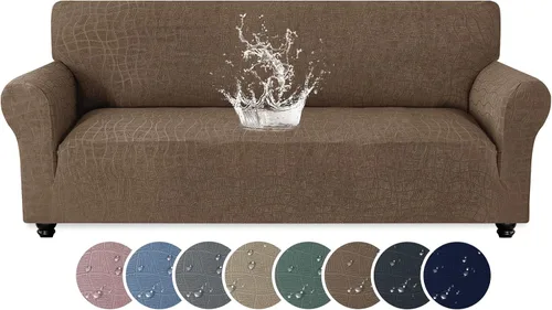 Vista 30 de MAXIJIN Funda impermeable para sillón de sala de estar, 1 pieza elástica con brazos, protector de muebles lavable para perros y mascotas (S, café)
