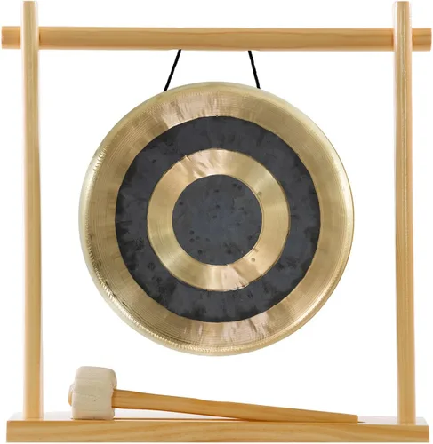Vista 10 de 8" to 10" Gongs on My Little Pagoda Gong Stand Includes Stand, Mallet, & Your Choice of Gong/Perfect Desktop Gong/Sound Healing & Meditation/Bronze