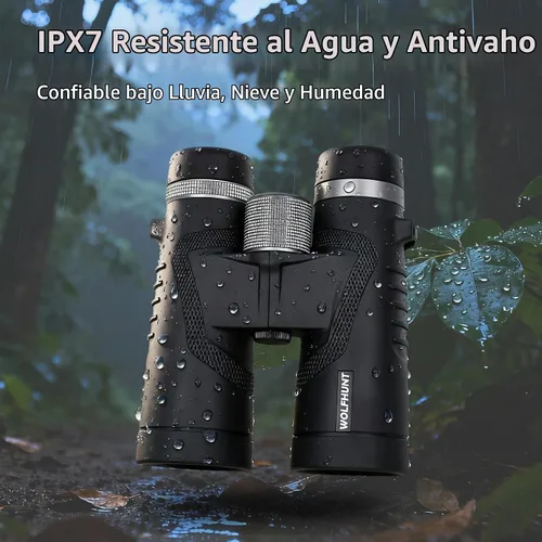 Vista 2 de WOLFHUNT 10x42 Óptica Binoculares IPX7 Wterproof High Power Bino BAK-4 Prisma (negro)