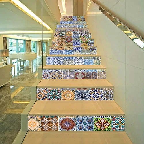 Vista 4 de KACOLOR Pegatinas autoadhesivas de paisaje natural 3D para escaleras, murales de pared, calcomanías de vinilo para escaleras, decoración de papel